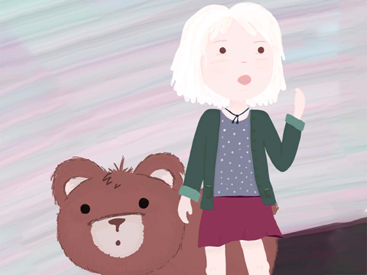 Girl and bear illustration